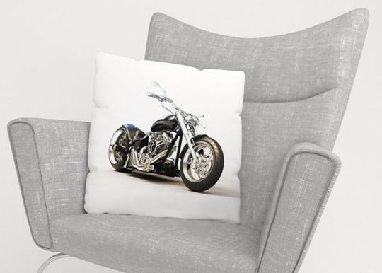 Koristetyynyliina BLACK MOTORBIKE 40x40 cm