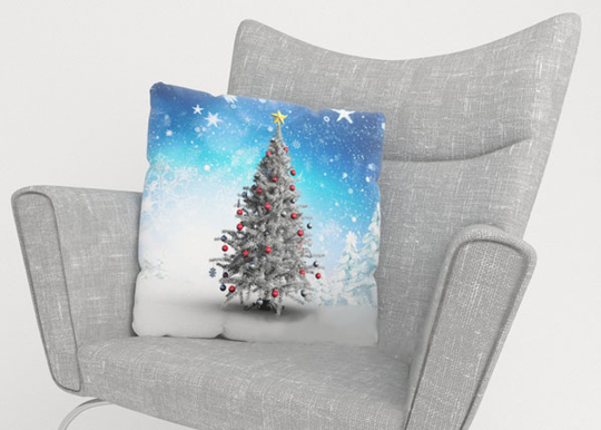 Koristetyynyliina WHITE CHRISTMAS TREE 50x50 cm