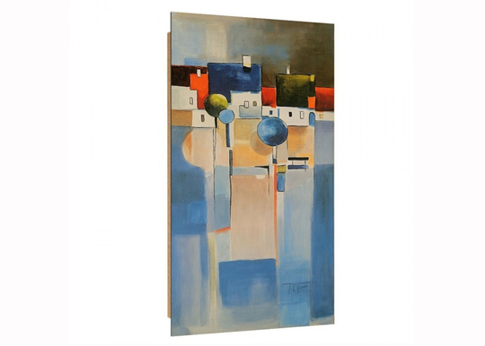 Taulu A city over a blue field 3 D 50x100 cm