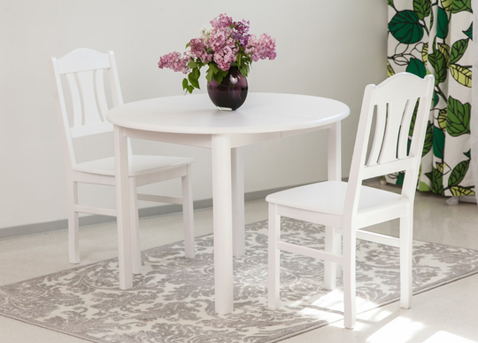 Ruokailuryhmä 100x100-139 cm + tuolit Per 2 kpl, valkoinen