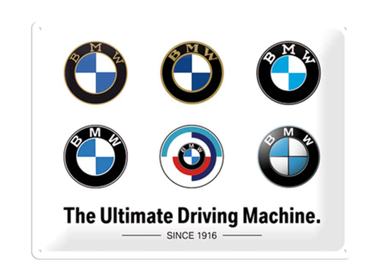 Retrotyylinen metallitaulu BMW - Logo Evolution 30x40 cm