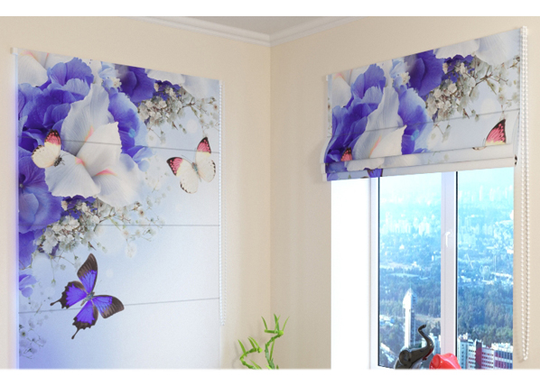 Pimentävä laskosverho Blue Irises 120x140 cm