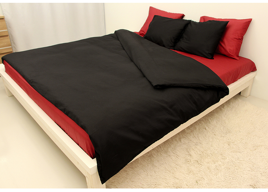 Satiini pussilakanasetti Black-Red 150x210 cm