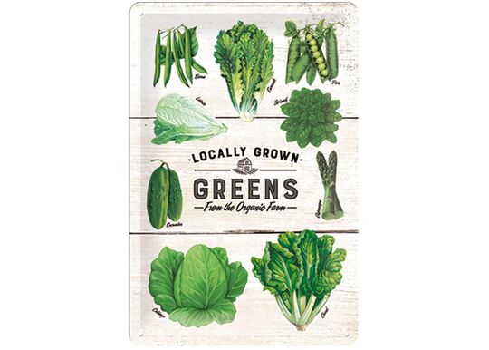 Retro metallitaulu LOGALLY GROWN GREENS 20x30 cm