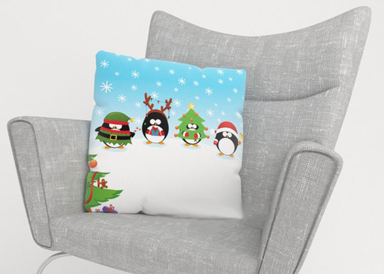 Koristetyynyliina CHRISTMAS PINGUINS 50x50 cm