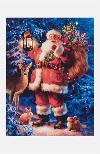 Taulu, jossa LED-valaistus Tomte och djur