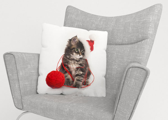 Koristetyynyliina CHRISTMAS CAT 45x45 cm