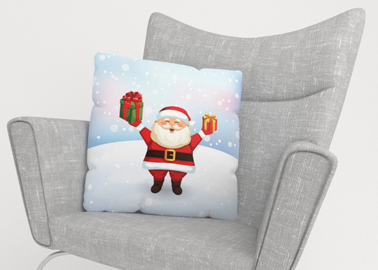 Koristetyynyliina Santa with a Gift 50x50 cm